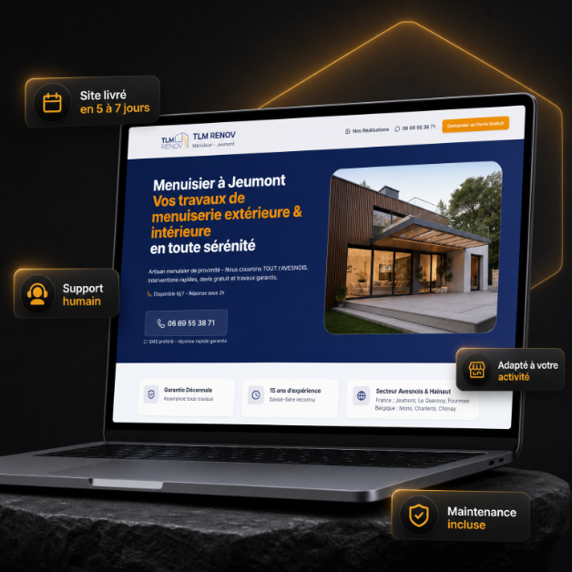 Aperçu d'un site web professionnel BeeClickable sur ordinateur et mobile