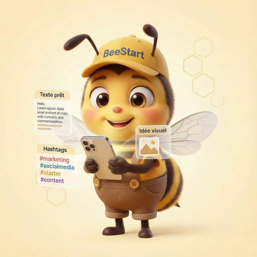 BeeStart gestion réseaux sociaux. Idéal pour entrepreneurs et créateurs débutants.